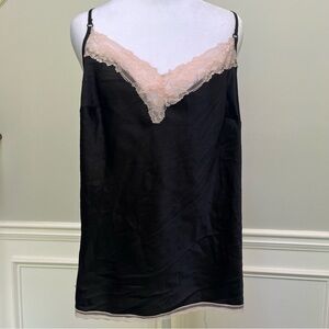 Victoria's Secret Black and Cream Chemise with Lace Details L